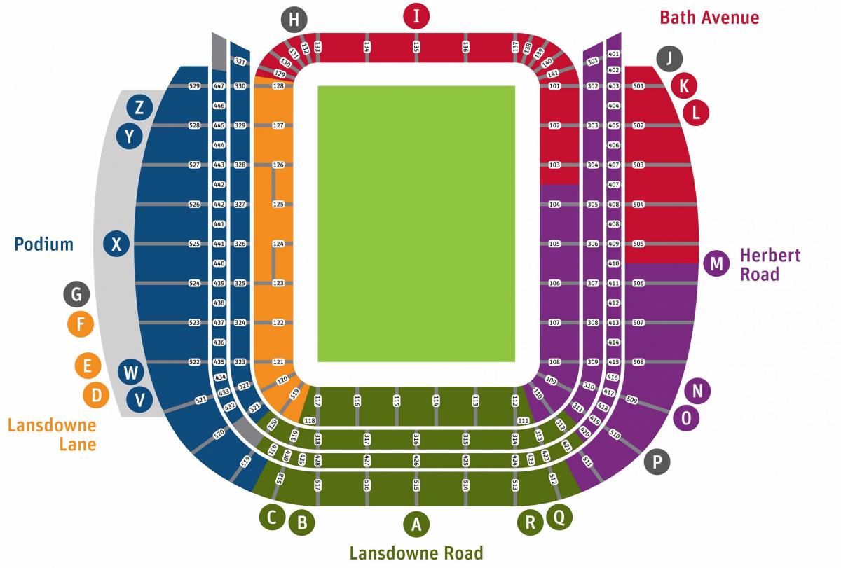 Aviva stadium seient mapa