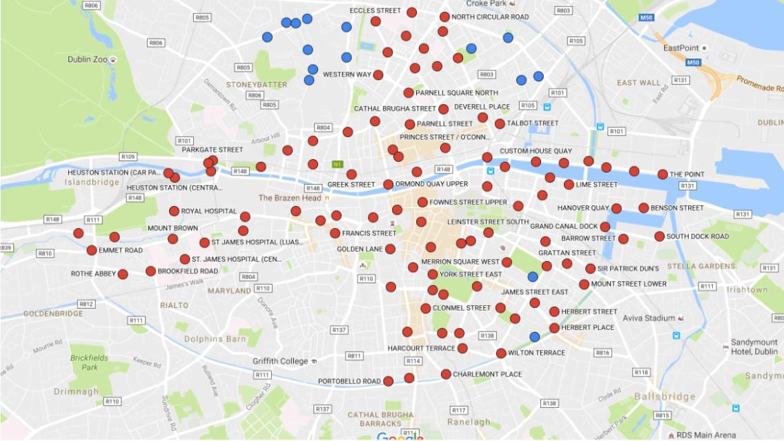 Dublinbikes mapa