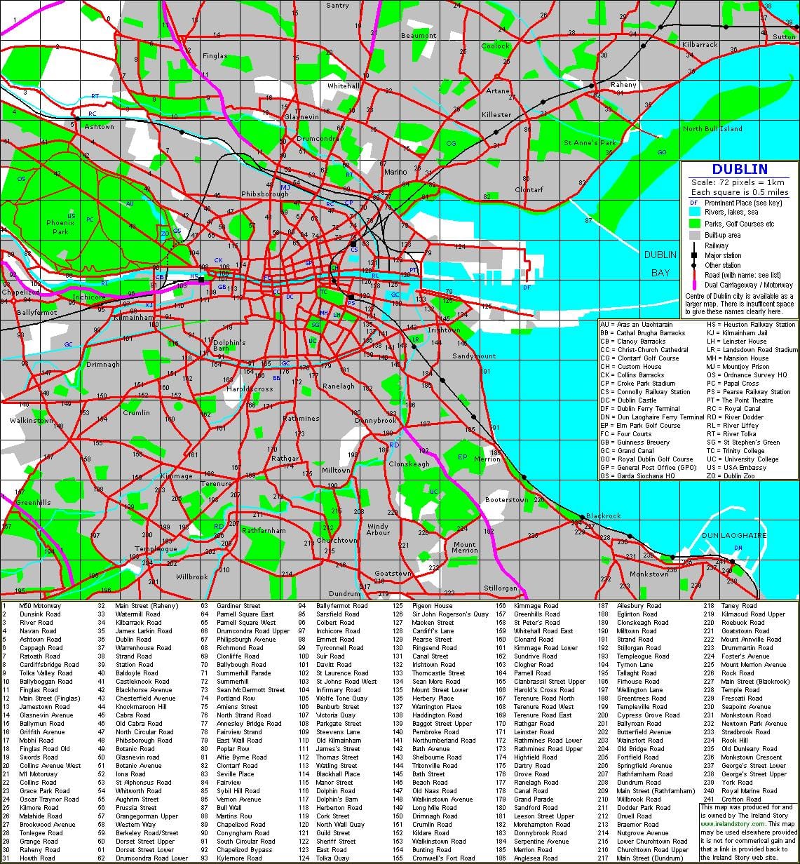 mapa de carrers de Dublín