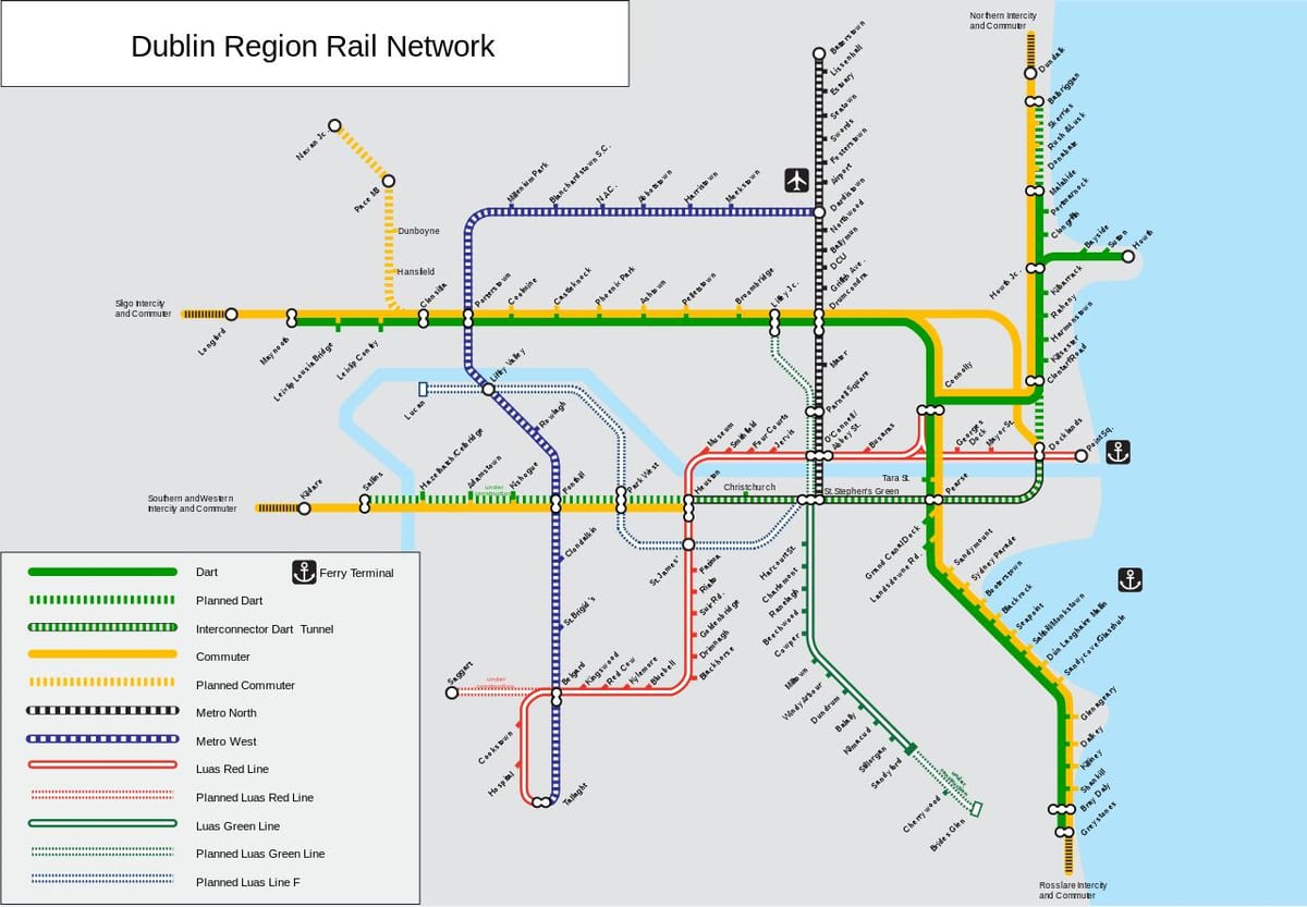 Dublín estacions de ferrocarril mapa