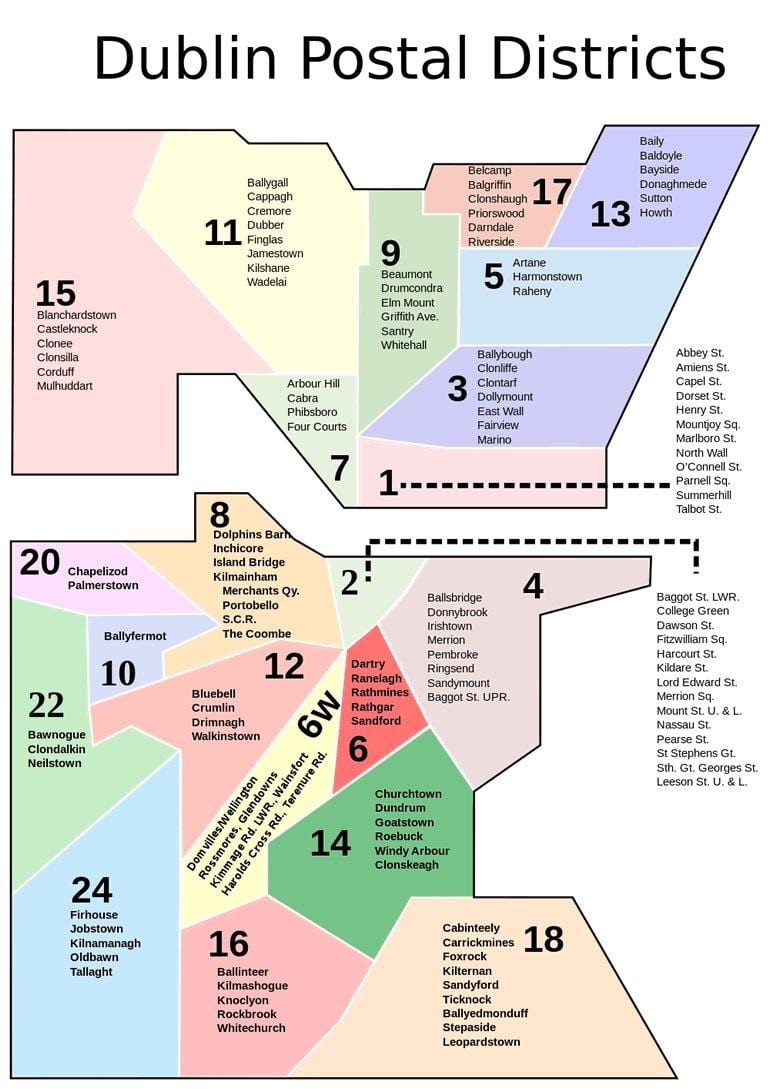 plànol de la zona de Dublín