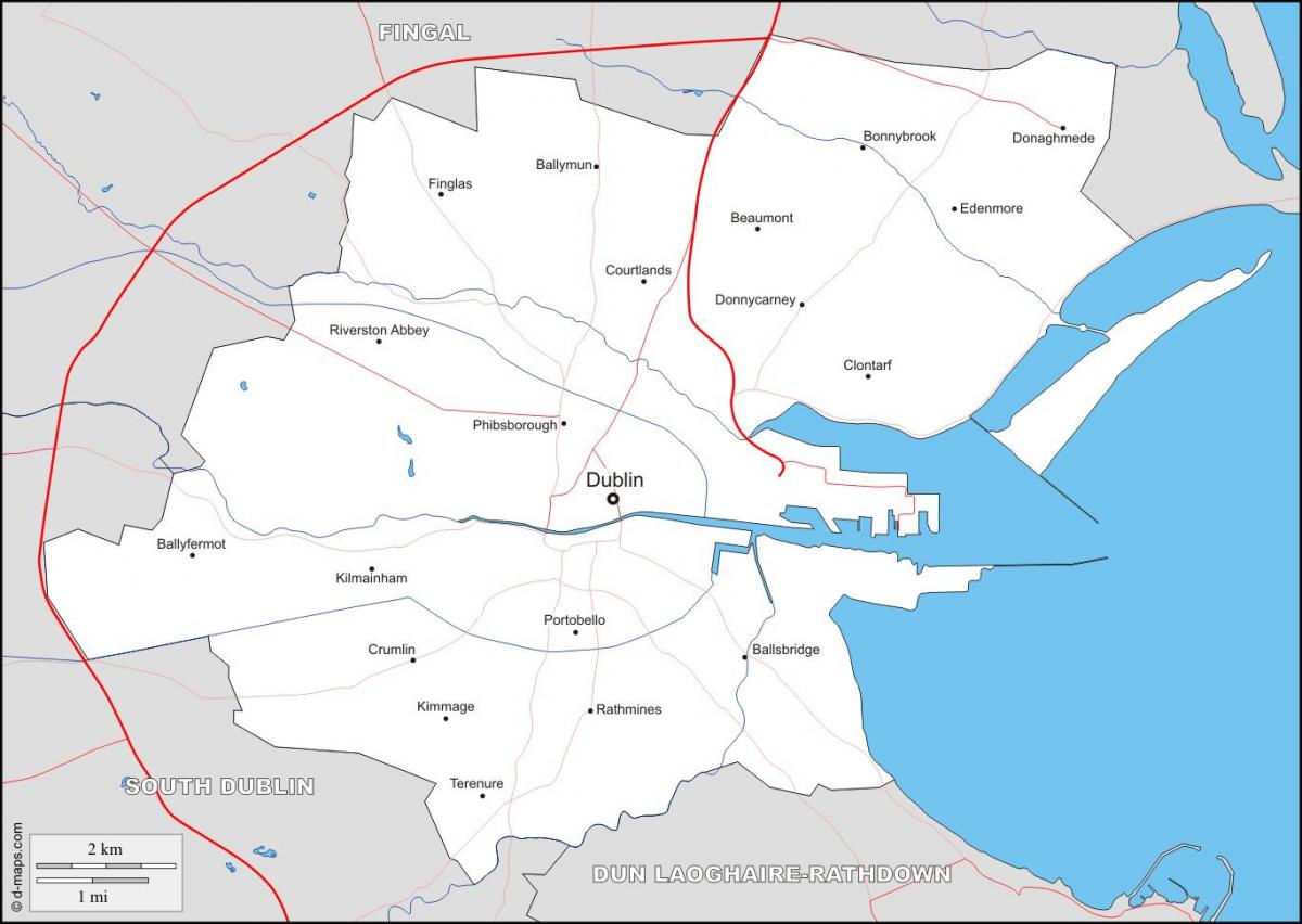 mapa de Dublín barris