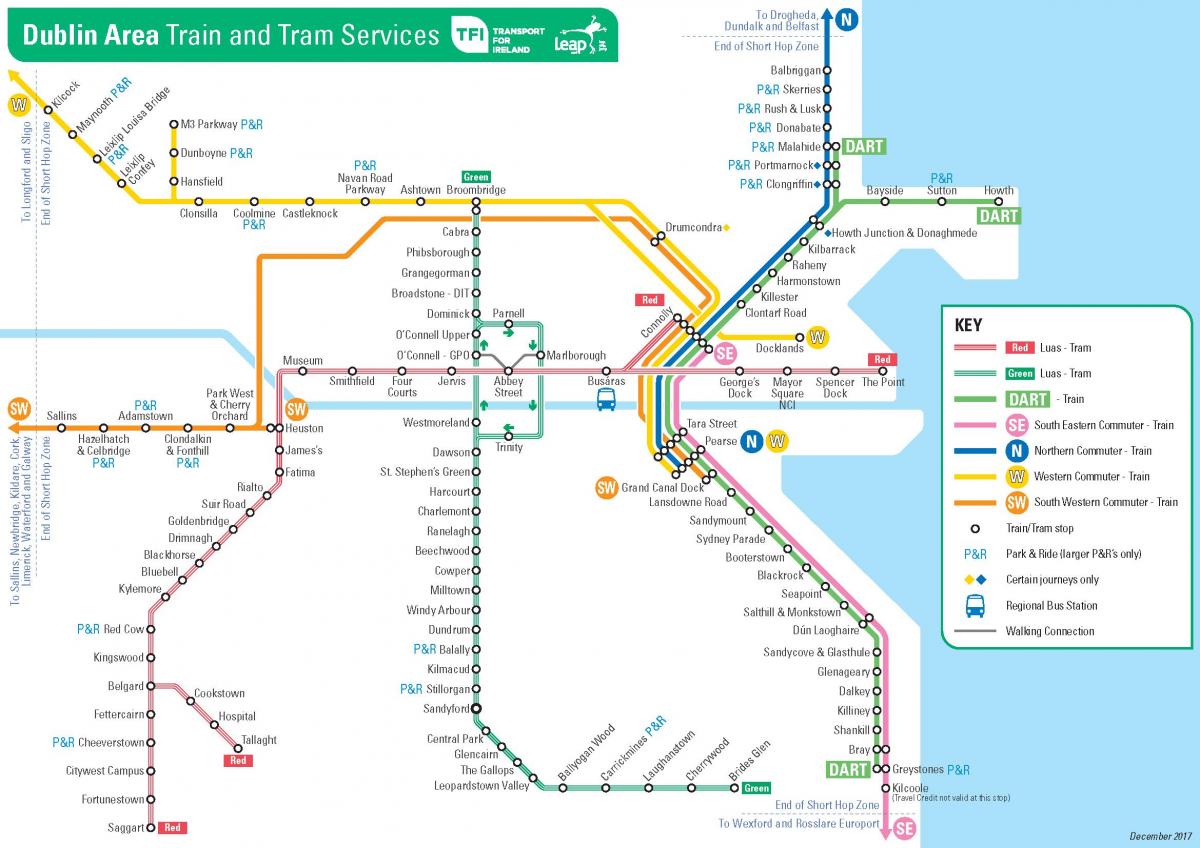 mapa de les estacions de tren de Dublín