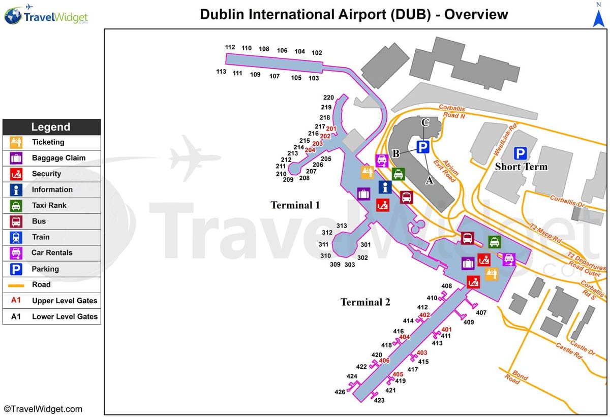 mapa de l'aeroport de Dublín