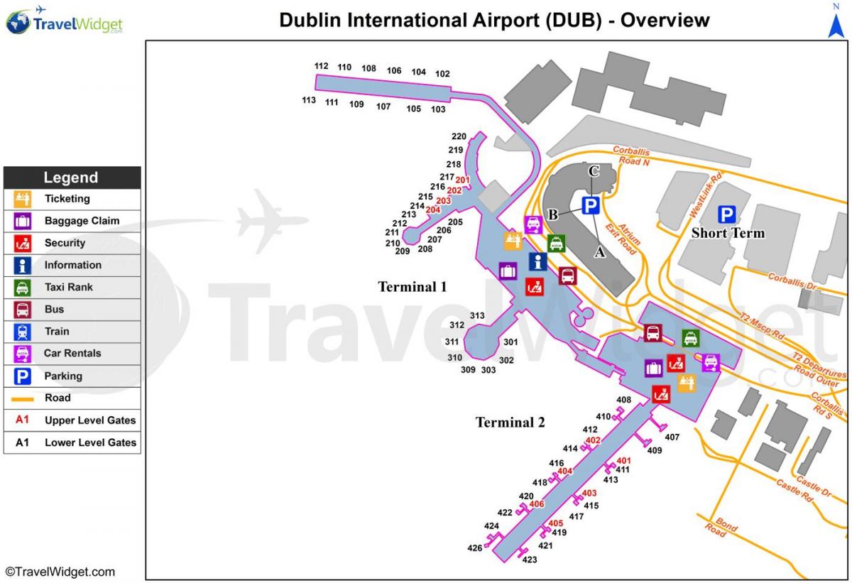 mapa de l'aeroport de Dublín