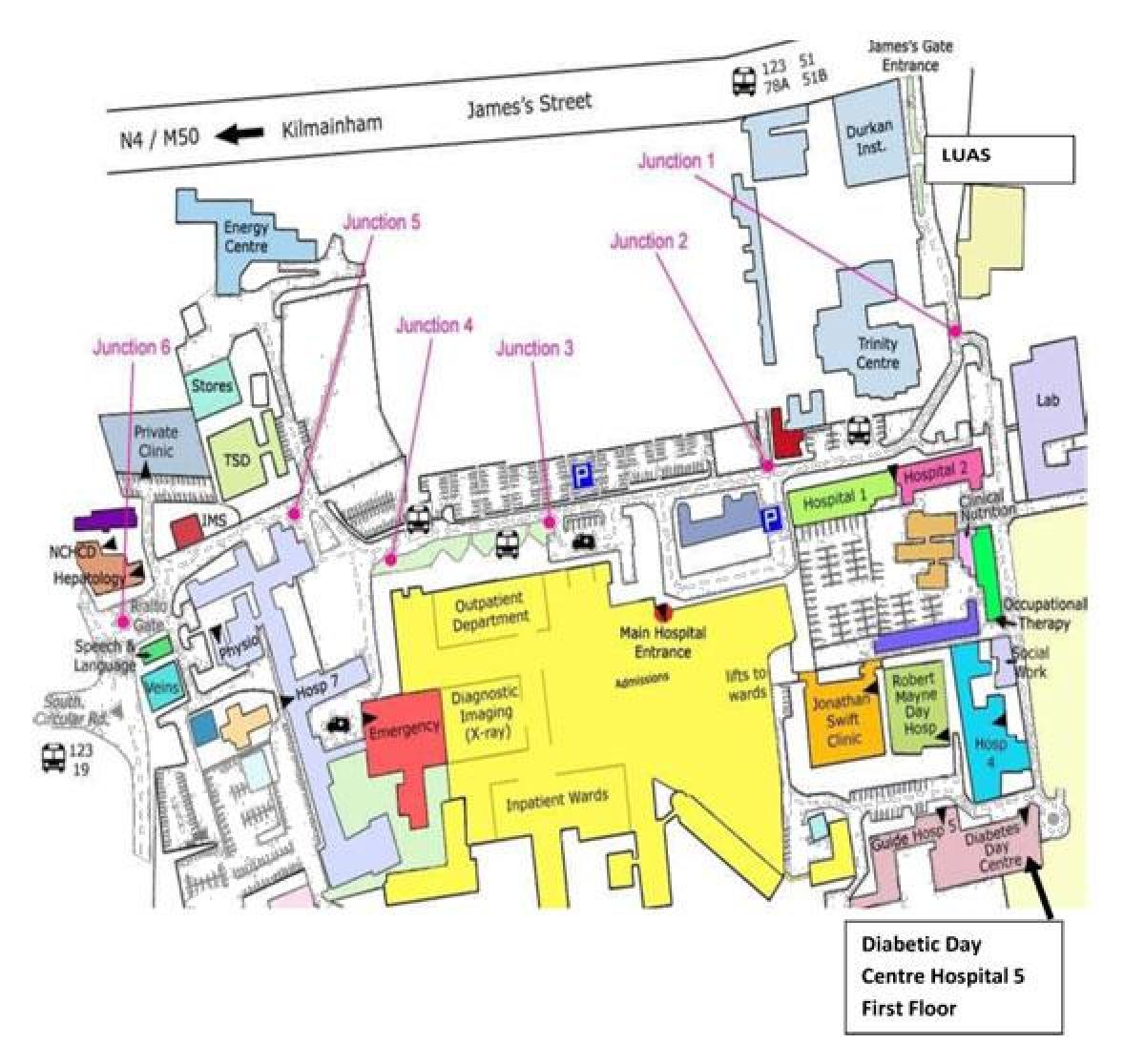 Sant Jaume hospital de Dublín mapa
