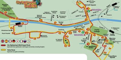 Dublín Hop on hop off mapa de rutes